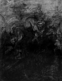 Abdul Jabbar Khan, Black hands white earning, 22 x 28 Inch, Charcoal on Canvas, Figurative Painting, AC-ABJK-001